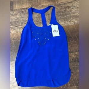 Tibi Cobalt Blue Embellished Racerback Tank